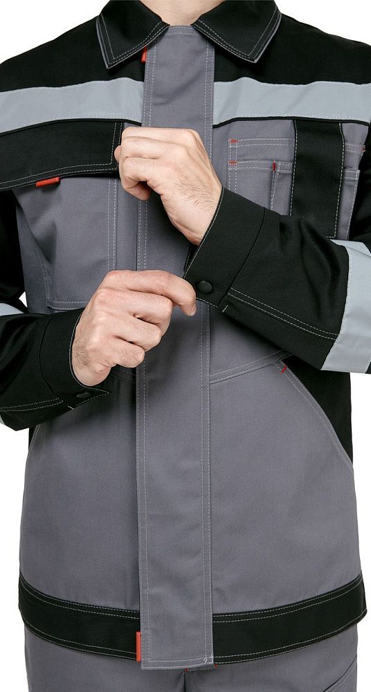 Костюм мужской рабочий летний Гудзон NEW с пк серый-черный